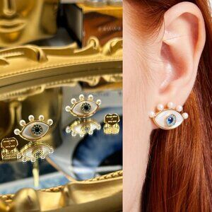 🆕 KATE SPADE 🧿 NWT Evil Eye Statement Studs - Crystal & Pearl